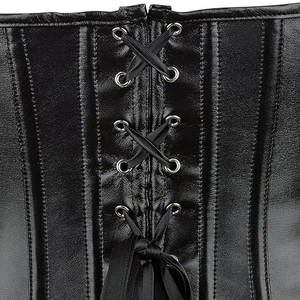 Corset gainant tendance 2026 en PVC noir, corset sous-poitrine en satin avec baleines en acier, serre-taille en cuir PU, corset sexy pour femme mature - Product Image 6
