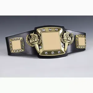 VICS SPORTS Championship Leather <b>Wrestling</b> Belt Eco-Friendly Lightweight Durable Unisex Black Gold Emblem Design 1.5M - Product Image 5