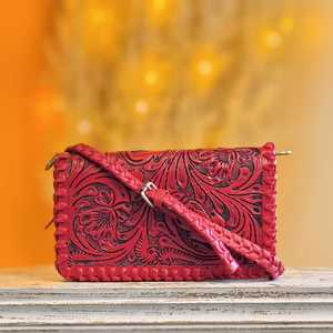 Cartera de Cuero Genuino Tallada a Mano, Moderna y Elegante, 2026, con Espacio para Teléfono, Multiusos, Color Rosa, Tipo Bandolera - Product Image 1