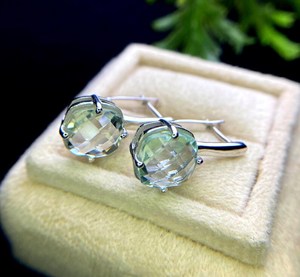 Green Amethyst Earrings 925 Sterling Silver Prasiolite February Birthstone Jewelry Gift For <b>Wife</b> Anniversary Birthday - Product Image 3