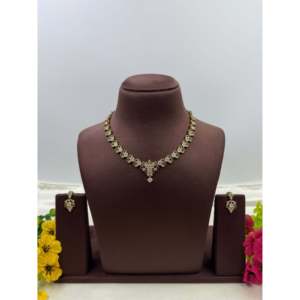 Indian Ethnic Tanisha Victorian <b>Gold</b>-Plated CZ Bridal Necklace & <b>Earring</b> <b>Set</b> - Product Image 5