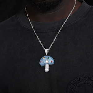 Cute Blue Mushroom Pendant With Moissanite Stones 925 Solid Silver Plated Themed Charm <b>Unique</b> Unisex Pendant <b>Gift</b> <b>For</b> <b>Her</b> - Product Image 5