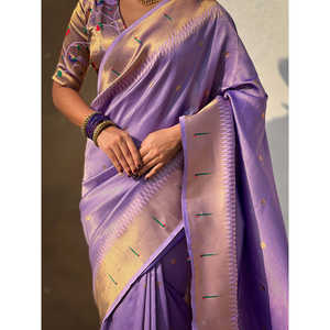 Sari en tissu de lavande Paithani Zari tissé, robe de mariée élégante - Product Image 2