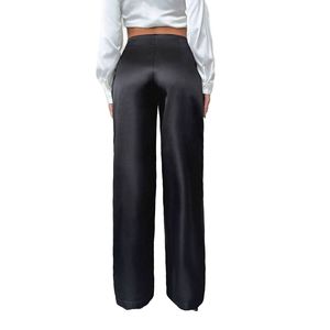 Mid-Waisted Straight Women's Pants <b>Trousers</b> <b>Elastic</b> <b>Waist</b> 100% Cotton Solid Casual Autumn Canvas Breathable Eco-Friendly Quick - Product Image 3