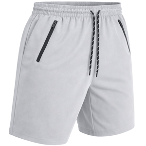 Pantalones Cortos de Hombre, Color Gris Claro, Estilo Bermuda, Secado Rápido, Cintura Elástica con Cordón, Casuales, Tejido de Poliéster, ODM - Product Image 1