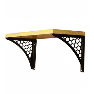 Estante de pared decorativo de madera con soportes hexagonales de metal, estantería flotante para sala de estar, oficina, baño, almacenamiento. - Product Image 5