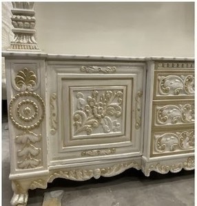 Customised Jainism <b>Mandir</b> Teak Wood Marble Look White Gold Detachable Traditional Large Size Pooja Ghar DST Exports Foldable - Product Image 2