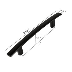 Poignée de porte et de meuble moderne en alliage de zinc noir mat, design arche subtile, entre-trous de 5 pouces, pour tiroirs de mobilier, idéale pour hôtels et centres commerciaux - Product Image 2