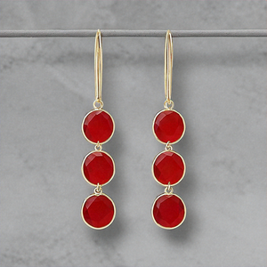 New Arrival 18K Gold Plated 925 Sterling Silver Earrings Red Onyx Drop <b>for</b> Women and <b>Girls</b> - Product Image 3