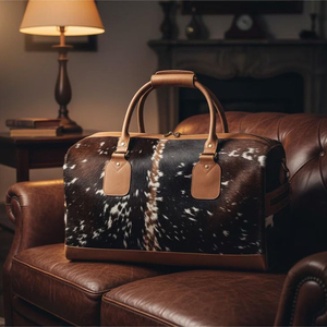 Bolsa de Viaje de Cuero Vacuno con Cierre de Cremallera, Diseño Resistente - Product Image 3