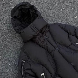 Veste d'hiver personnalisée pour hommes, coupe-vent, noire, streetwear, doudoune matelassée, manteau en duvet épais - Product Image 2