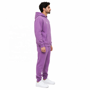 Ensemble de survêtements et de joggings unisexe en coton épais 100 % avec sweats à capuche surdimensionnés personnalisables avec logo - Product Image 2