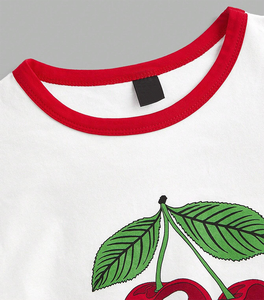 <b>White</b> Short Sleeve Crop Top O-Neck <b>Slim</b> <b>Fit</b> Knitted Men's T-<b>Shirt</b> With Red Contrast Trim Casual Solid Design - Product Image 4