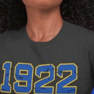 Camiseta Personalizada de Algodón con Letras Desgastadas de Sigma Gamma Rho 1922 para Mujer, Diseño Gráfico de Hermandad Griega, Cuello Redondo, Estilo Vintage, Informal - Product Image 2