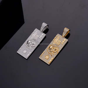 Colgante DE PEPITA cuadrada de estilo punk único Iced Out Black 925 Sterling Silver con diamantes cultivados en laboratorio VVS - Product Image 1