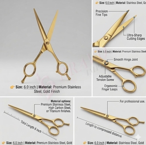 Professional <b>Barber</b> Scissors Hair Cutting Shears Stainless Steel Sharp Blade Ergonomic Grip Salon Tool High Hardness <b>Set</b> Tool - Product Image 4