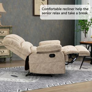 Poltrona Reclinabile Manuale Grande Beige per Soggiorno, Comoda in Tessuto - Product Image 3
