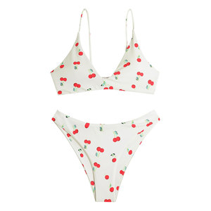 Conjuntos de Bikini de 2 Piezas Cómodos y de Alta Calidad, Transpirables, de Spandex/Poliéster, con Diseño de Logotipo Frontal, para Actividades de Playa y Piscina en Verano - Product Image 1
