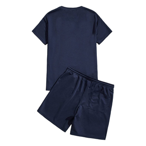 Ensemble de survêtement pour hommes Street Wear avec logo personnalisé, t-shirt 100% coton polyester et short assorti, 2 pièces - Product Image 6