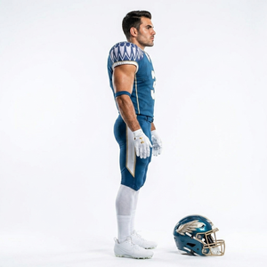 Ensemble d'uniformes de football américain imprimés par sublimation, maillot et short respirants avec protections, qualité supérieure - Product Image 3
