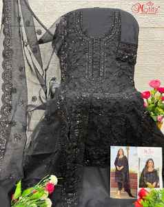 Trending Elegant Dupatta con bordado Santoon Patch Bottom Organza Shalwar Kameez Set-Ropa india y pakistaní - Product Image 3