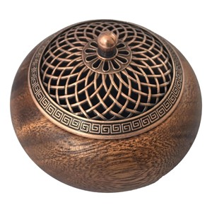 Porta Incienso de Madera de Acacia al por Mayor |   Incrustaciones de Latón Hechas a Mano |   Moradabad, India - Product Image 1