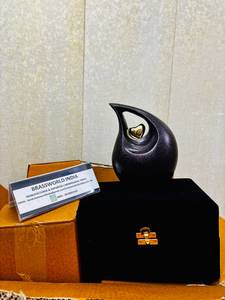 Aluminum Tear <b>Drop</b> Urn With Golden Heart And Black Velvet <b>Box</b> - Product Image 2