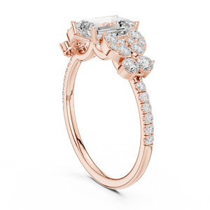 Anillo de Compromiso de Oro Rosa con Diamante Cultivado en Laboratorio de Corte Ovalado, Halo Solitario, Chapado en Rodio, Oro Sólido de 14K, Joyería para Mujer, Oro Rosa Esmeralda - Product Image 2