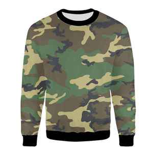 Sweat-shirt à col rond camouflage pour homme, coupe classique, manches longues, tricoté, 100% polyester, style décontracté d'automne - Product Image 1