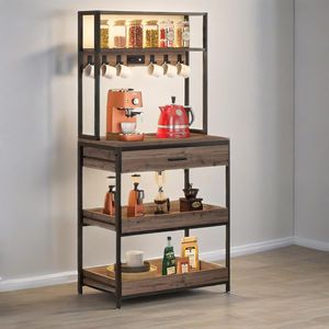 Mobiletto da Cucina a 5 Ripiani con Cassetti Scorrevoli per Forno a Microonde, Scaffale per Pasticceria con Prese Elettriche, Bar Caffè - Organizzazione Cucina - Product Image 1
