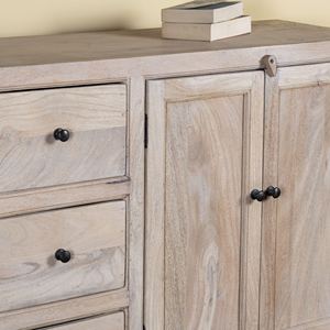 Commode à tiroirs en bois de manguier sablé, design vintage, style farmhouse, bois massif, finition naturelle, salon, salle à manger, hôtel - Product Image 2