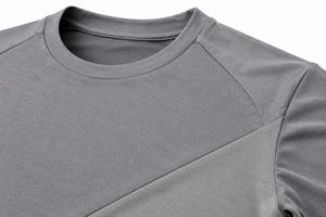 Men's Gray Short Sleeve O-Neck T-<b>Shirt</b> Slim Fit Quick Dry Knitted Solid Color Casual Style Regular Length <b>100</b>% <b>Polyester</b> - Product Image 4