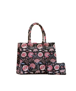 Bolso de mano versátil de moda para mujer Hermoso patrón sólido Tela de algodón indio Bloque de mano Impreso Cremallera Cadenas Detalle Individual - Product Image 1