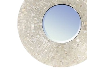 Miroir mural rond tendance, artisanal, en coquillages, pour chambre à coucher, décoration esthétique, miroir en nacre - Product Image 3