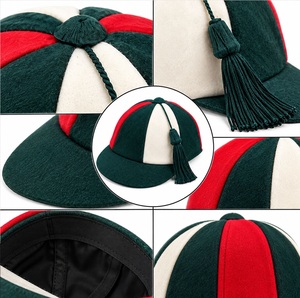 Casquettes d'honneur en feutre rayées multicolores, à panneaux rouge, blanc et vert, avec pompon, pour cérémonie traditionnelle, pour étudiants, à blocs de couleur - Product Image 3