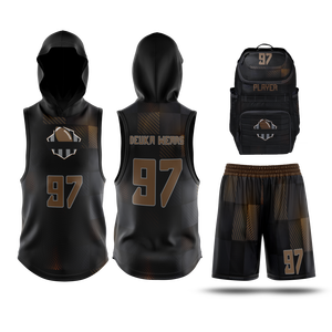 Paquet d'uniforme de football américain personnalisé imprimé par transfert de chaleur 7v7 de grande taille à bas prix avec sac à dos - Product Image 5