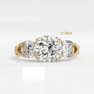 Luxury 3.49ct <b>Cushion</b> Cut Three Stone Lab Grown Diamond Engagement <b>Ring</b> Gold Plated Silver VS1 EF Colorless <b>Wedding</b> Anniversary - Product Image 6