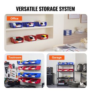 Contenitore di Stoccaggio Impilabile Resistente, Set da 6, Blu/Rosso, Organizzatore Appeso 11x11 Pollici, Contenitore in Plastica - Product Image 2