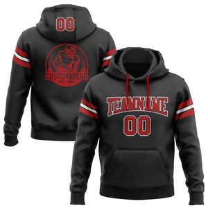 Custom Wholesale Stitched <b>Black</b> Red White Football Pullover Sweatshirt Hoodie Embroidery <b>Fleece</b> Team Training Apparel - Product Image 1