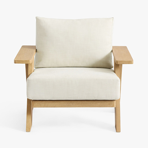 Sofá de Jardín Minimalista de Madera, un Asiento, Muebles de Exterior, Cojín Blanco, Diseño Duradero, Muebles de Exterior - Solari - Product Image 2