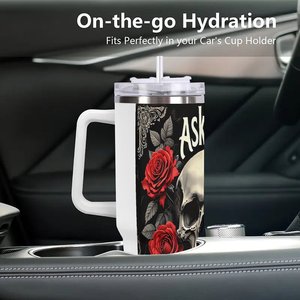 Custom Stainless Steel Tumbler 40oz <b>Large</b> Capacity Drinkware With Handle For Outdoor Use - Product Image 3