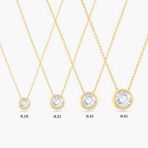 Colliers pendentifs en diamant en or massif 14 carats, sertis clos, ronds, de laboratoire, avec chaîne maille câble, pour superposition, 17 pouces, bijoux minimalistes pour usage quotidien - Product Image 4