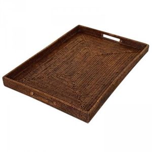 Handmade Woven Rattan Decorative Tray Round With Handle Bohemian Style Plant Fiber Single Piece <b>Home</b> Decor - Product Image 2