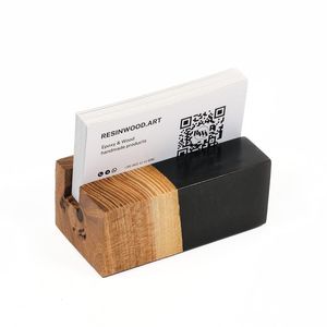 Natural Wood Business Card Holder Desktop Card Display <b>Stand</b> Handmade Wooden Visiting Card Organizer <b>for</b> Workspace - Product Image 5