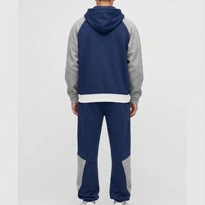Conjunto Deportivo Premium Color Azul Marino con Bloques de Color, Sudadera con Cremallera Completa, Pantalones Deportivos de Pierna Ancha, Felpa Gruesa, Estilo Casual Urbano - Product Image 2