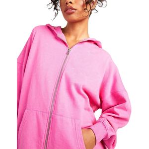 Sudadera con capucha con lavado ácido de peso pesado personalizada para mujer 100% algodón doble cremallera hombro caído de talla grande secado rápido Fitness transpirable - Product Image 3