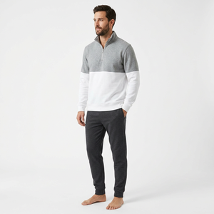 Sweat-shirt demi-zip en molleton de coton épais délavé à l'acide pour la vente en gros - Product Image 4