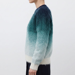 Custom Mohair Sweater Long Sleeve Crew Neck <b>Pullover</b> Stripe Knitwear Winter Fuzzy Casual <b>Jumper</b> Gradient Knitted Sweater For Men - Product Image 3
