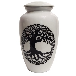 Urna Funeraria de Aluminio Estilo Americano de Alta Calidad con Logotipo Personalizable, 10 Pulgadas, Acabado Blanco/Negro, Radiance International, Popular - Product Image 1