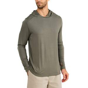 Chemise de pêche à manches longues pour homme, couleur olive, à capuche, UPF 50, anti-UV, couleur unie, pull-over, 100% polyester, vêtements d'extérieur - Product Image 1